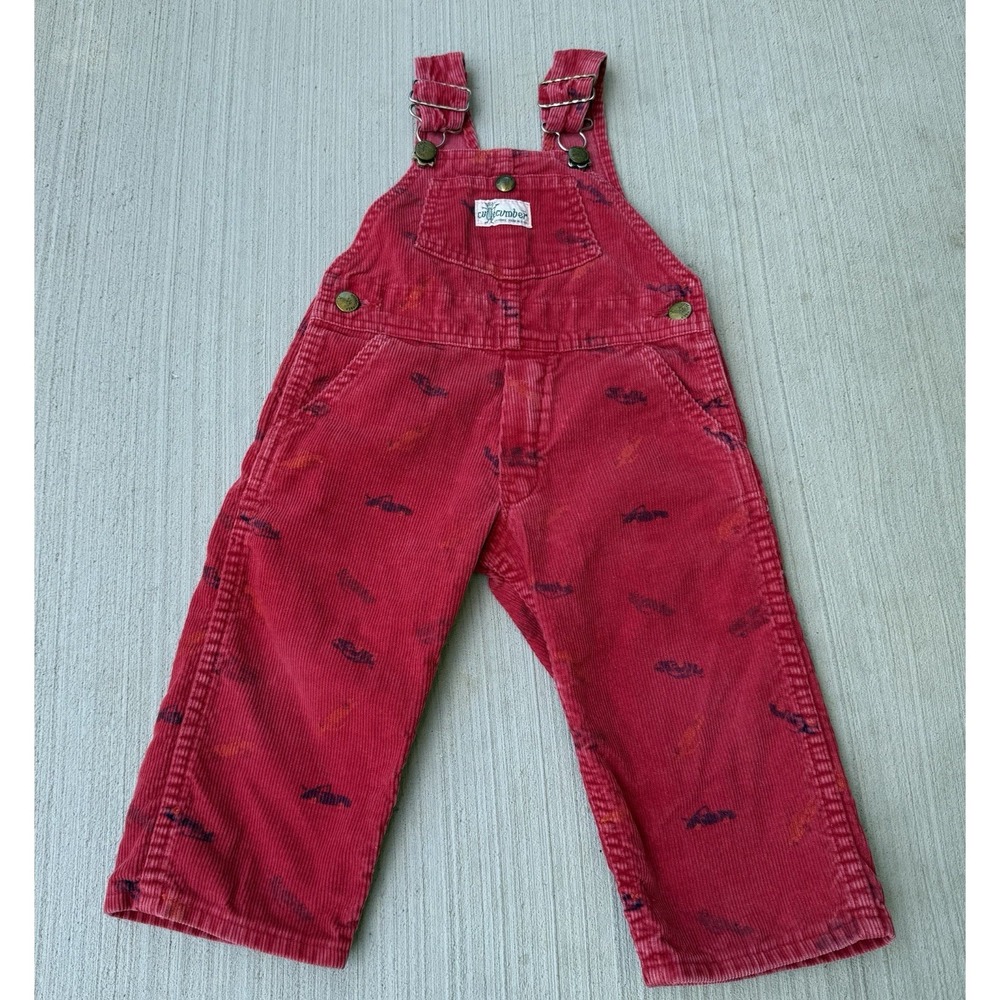 Vintage Cutecumber Red Corduroy Overalls Bibs Toddler Size 2T Made in the USA